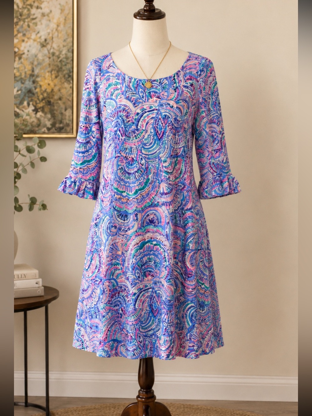 Lilly Pulitzer Pink Blue Purple Print Swing Dress